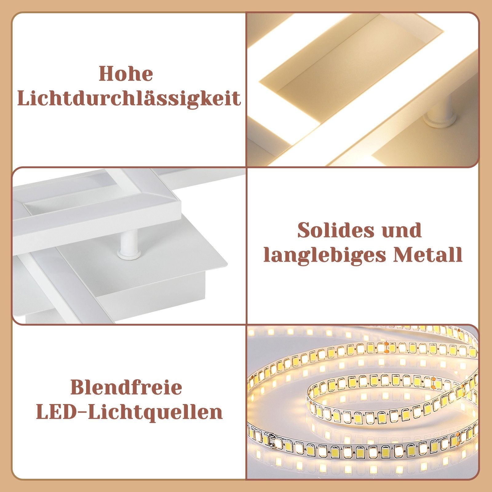 ZMH Lampada da soffitto a LED 24W bianco caldo per cucina e interni