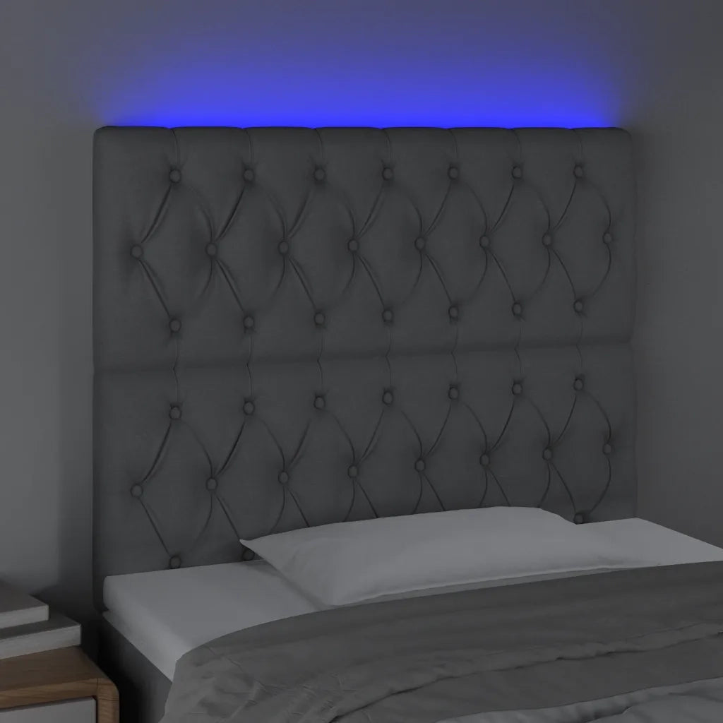 Testiera | Testata a LED Grigio Chiaro 100x7x118/128 cm in Tessuto