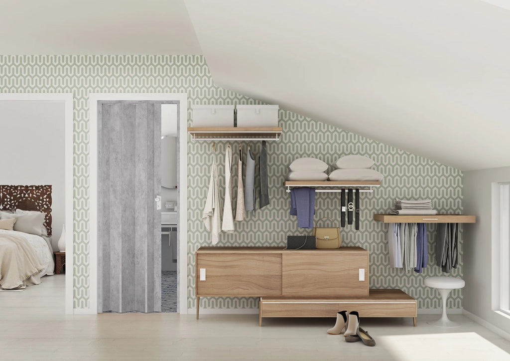Porta a Soffietto da Interno Maya 83x214 cm Made in Italy in PVC Cemento Grigio