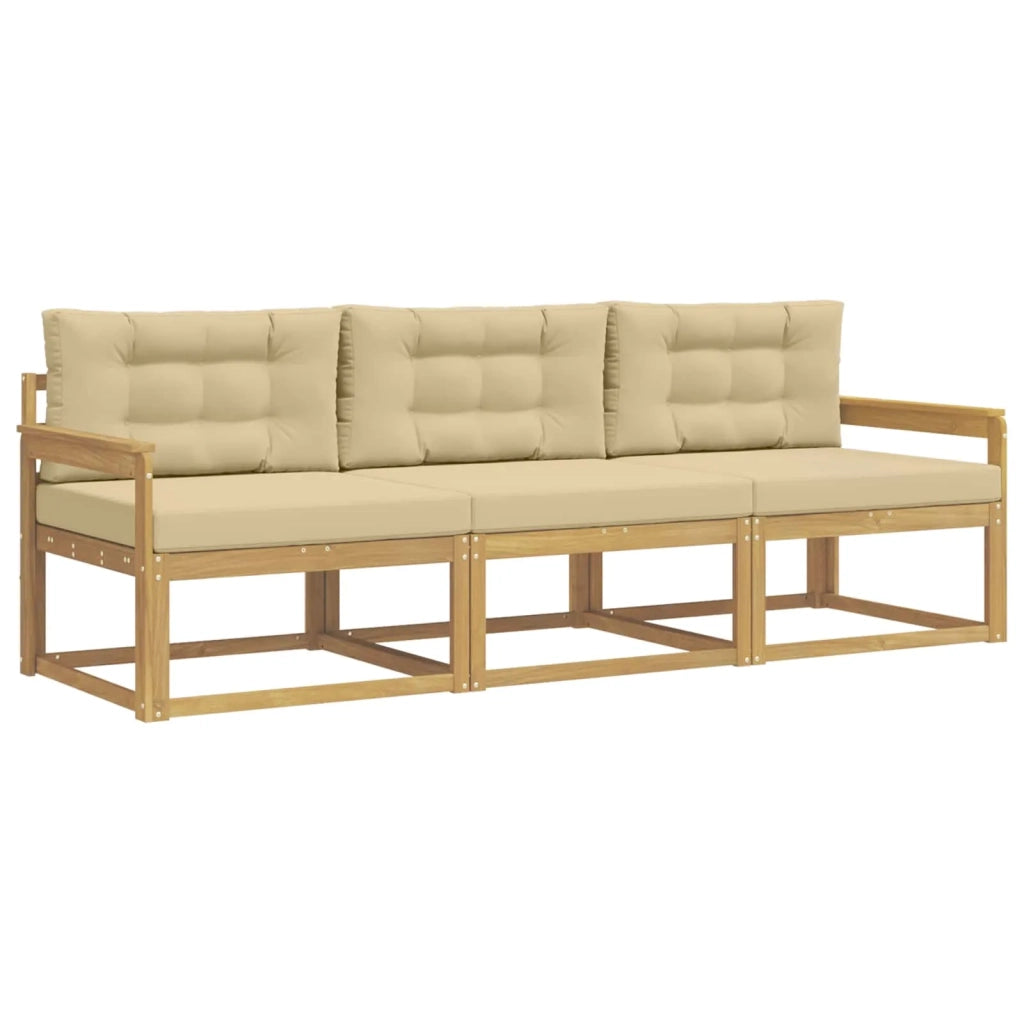 Set di divani da esterno 3 pz Bianco e Beige Poliestere 3385982