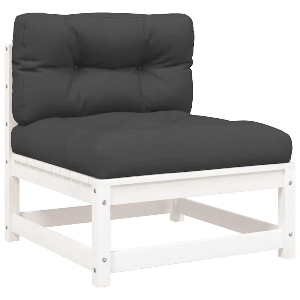 Divani Giardino Senza Braccioli con Cuscini 2 pz-Sofa da giardino-Divano da esterno Pino Bianco