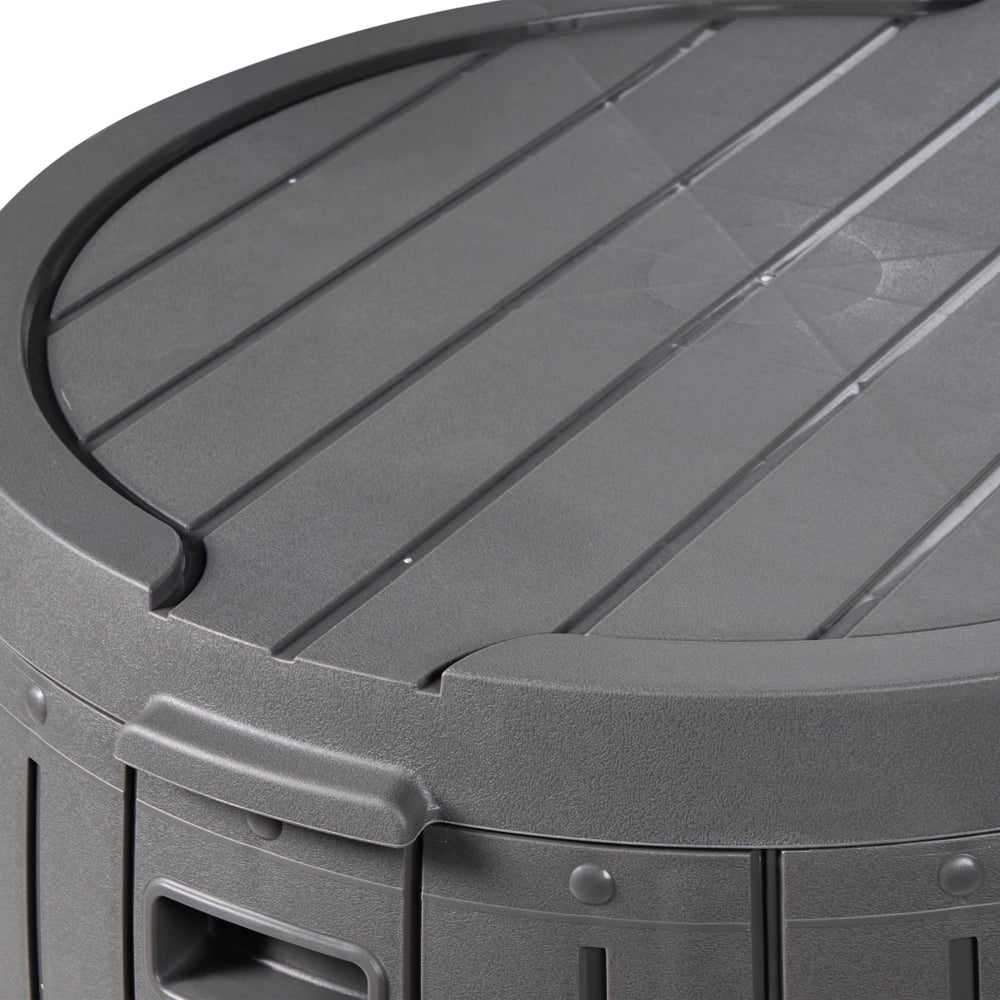 Contenitore da giardino in plastica con rotelle Grigio ⌀ 56 cm Cassetta porta attrezzi da esterno