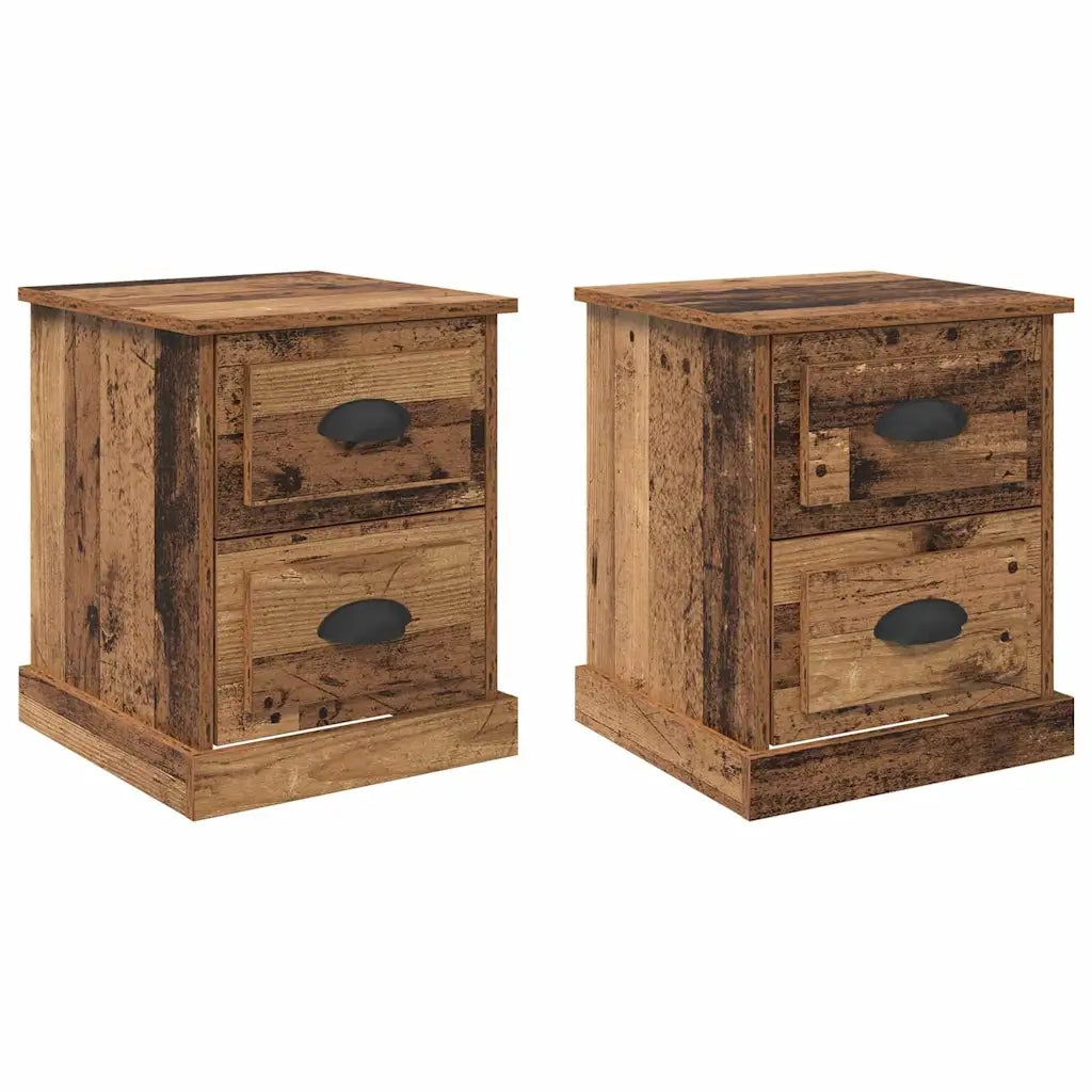 Set di 2 Comodini | Armadio da Notte | Mobiletto da notte Legno vecchio 39 x 39 x 47.5 cm