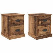 Set di 2 Comodini | Armadio da Notte | Mobiletto da notte Legno vecchio 39 x 39 x 47.5 cm