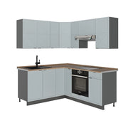 Vicco Cucina angolare completa Azzurro-grigio/antracite 160 x 190 cm , PL Rovere