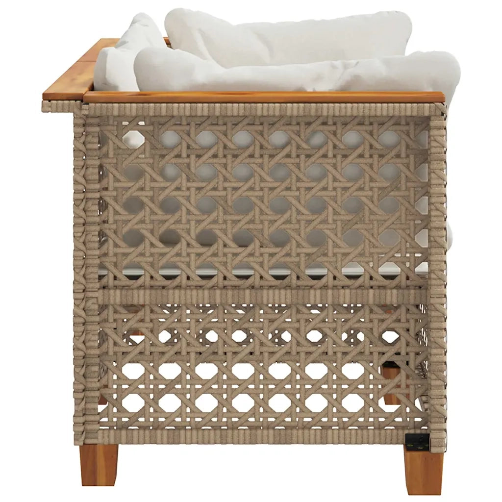 Divani Angolari da Giardino con Cuscini 2 Beige Polyrattan 365937