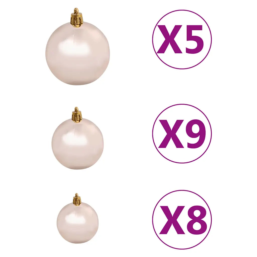 Albero Natale Artificiale 150 LED Palline e Neve Fioccata 150cm 3210092