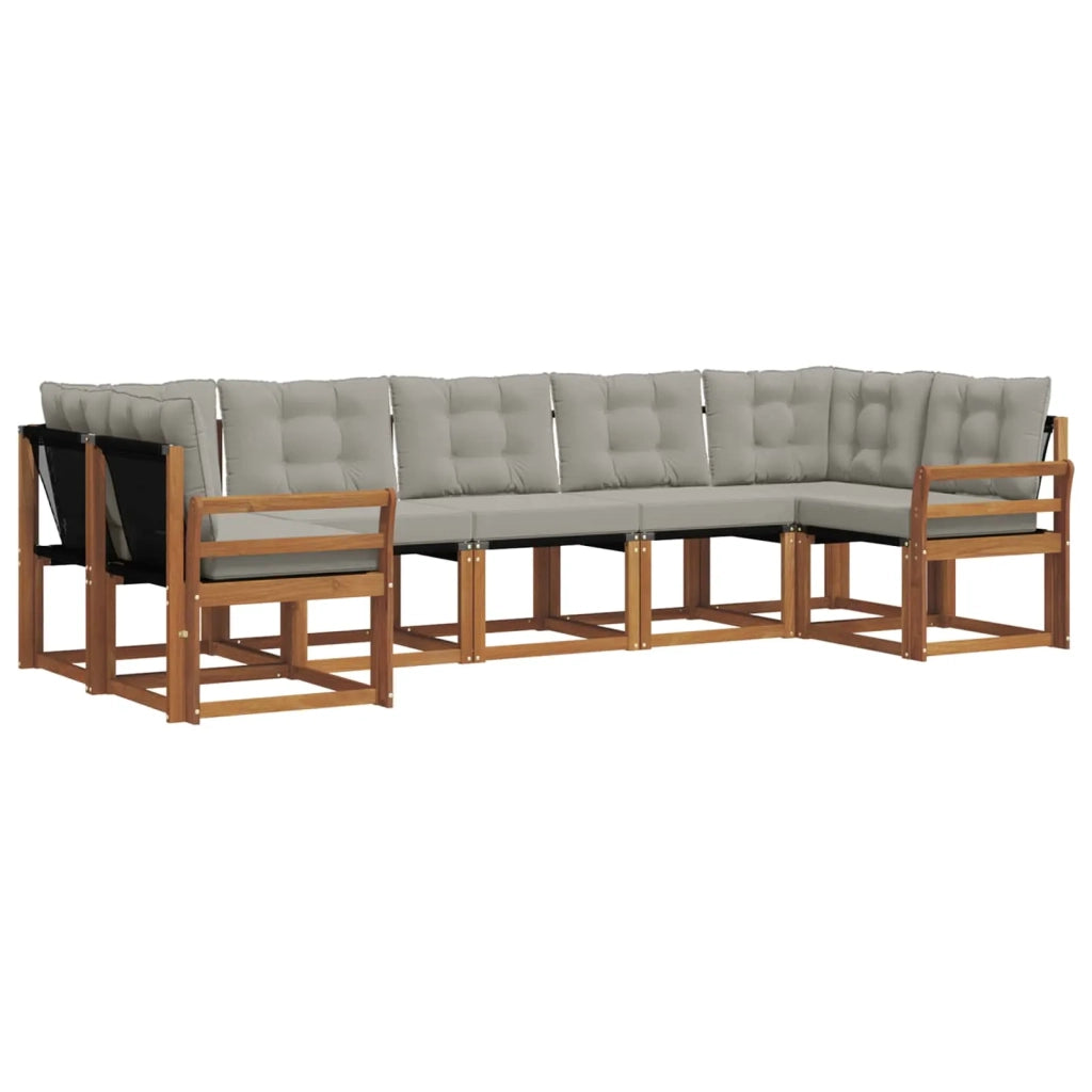 Set di divani da esterno 7 pcs Grigio Naturale e Chiaro
