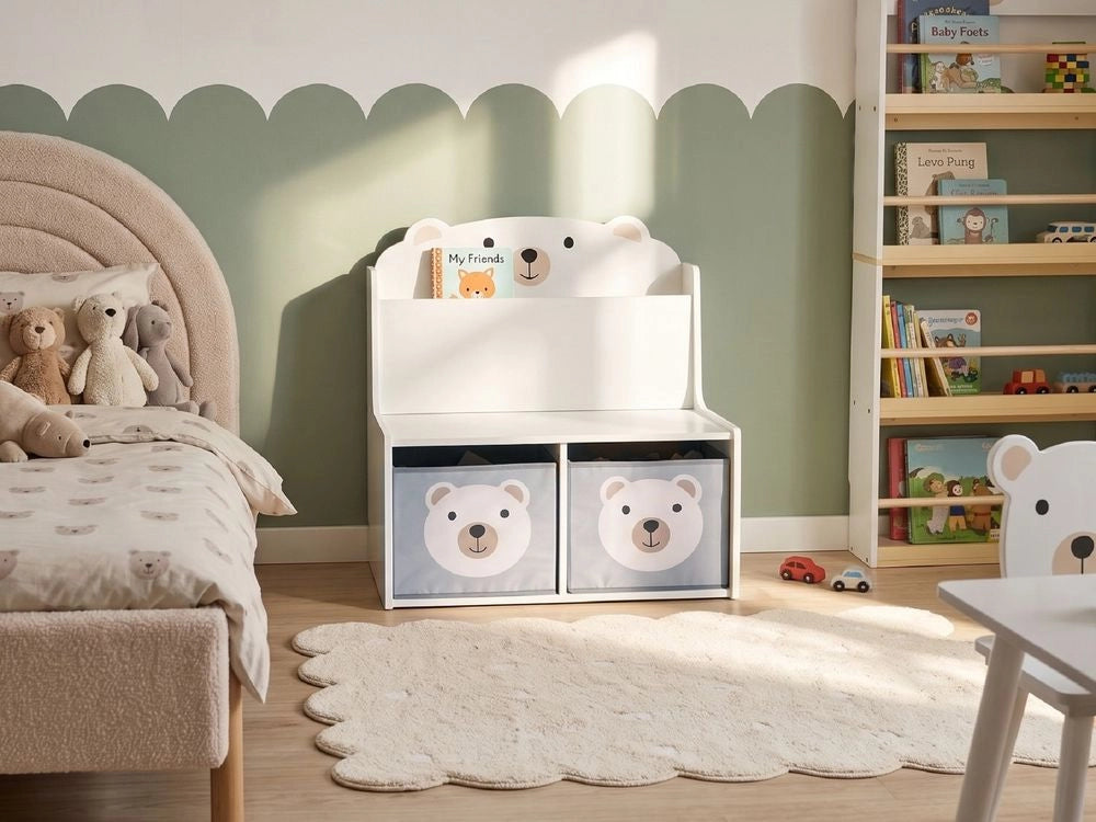Panca contenitore in MDF, scaffale per la stanza dei giochi, tema animali, camera dei bambini, stile scandinavo