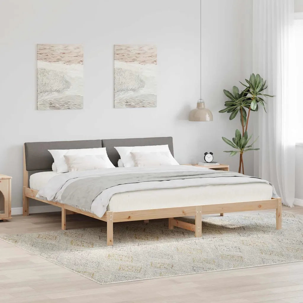 Struttura del Letto con testiera Marrone e taupe 200 x 200 cm