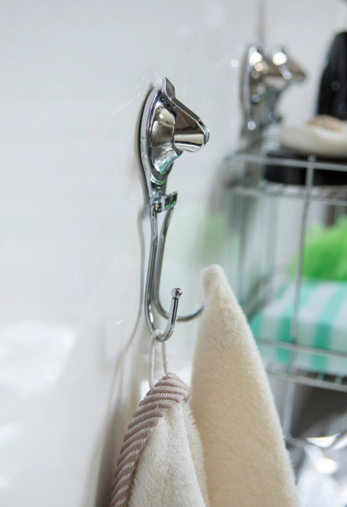 KADAX - Gancio portasciugamani da bagno a parete con ventosa, colore argento.