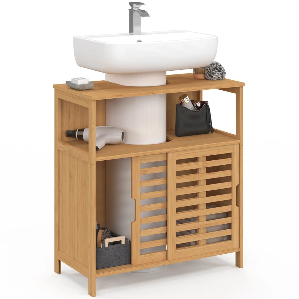 IDMarket - Mobile da bagno BEA in bambù con ante scorrevoli
