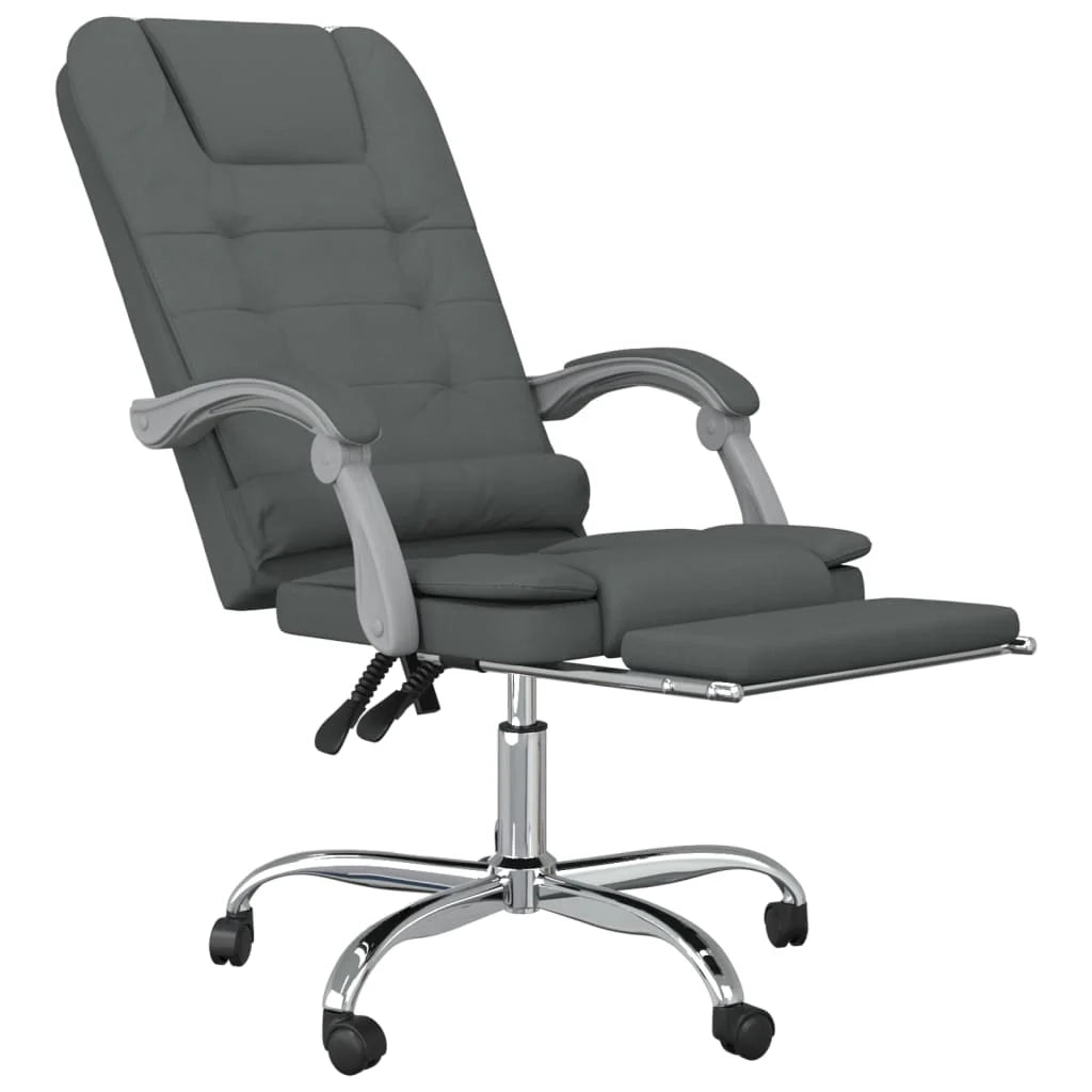 Poltrona da ufficio reclinabile per massaggi per uso al computer tessuto grigio scuro 02_0025389
