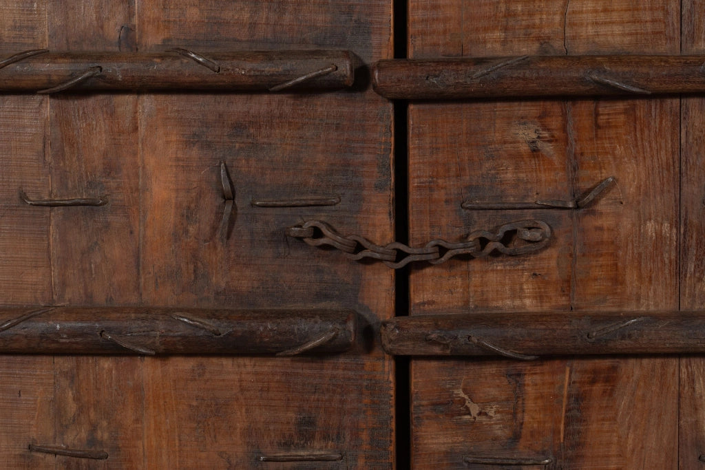 Biscottini Porta portone in legno massello e ferro da interno o da esterno vecchia e antica medievale