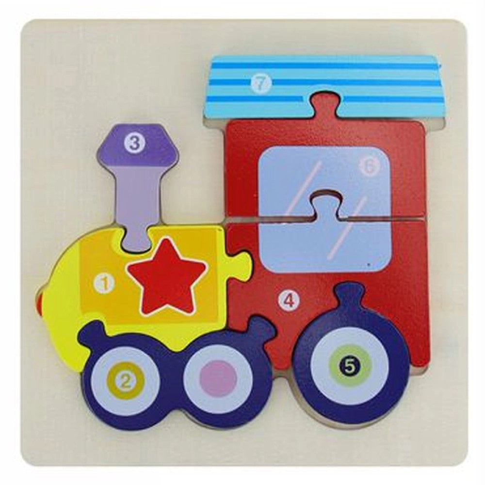 Trade Shop - Puzzle 3d Blocchi Legno Forma Di Treno Educativo Colorato Gioco Bambini Trenino -
