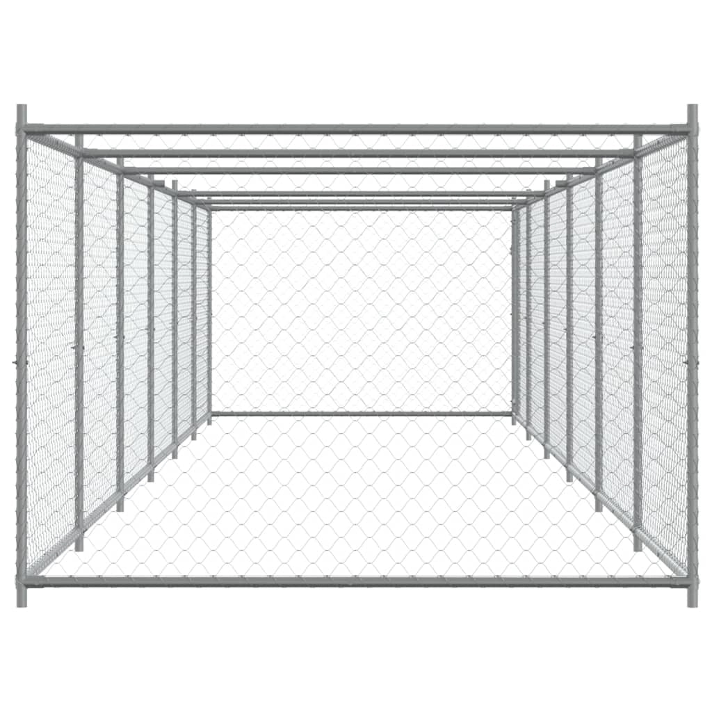 Trasportino per cani con porta 12 x 2 x 1,5 m acciaio zincato grigio 02_0041617
