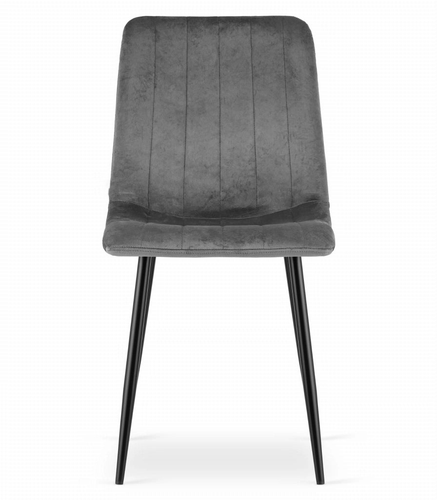 Sedia Valora JEWA in velluto grigio scuro, design ergonomico x3