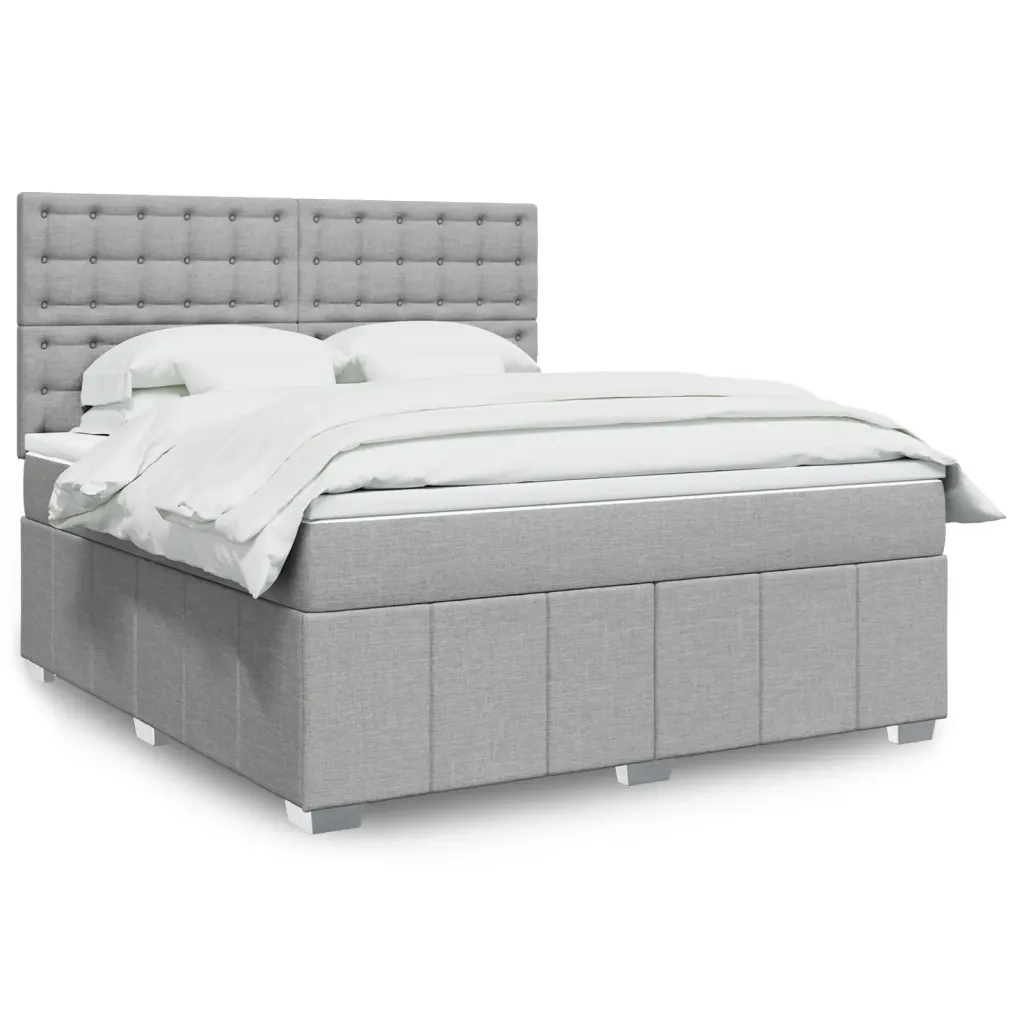 Giroletto a Molle con Materasso Grigio Chiaro180x200 cm Tessuto