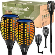 Set di torce a energia solare da 2 grandi XXL 96 LED - Modalità fiamma soffio effetto fiamma - IP65 accensione automatica spegnimento - Lampade solari per esterni giardino terrazza