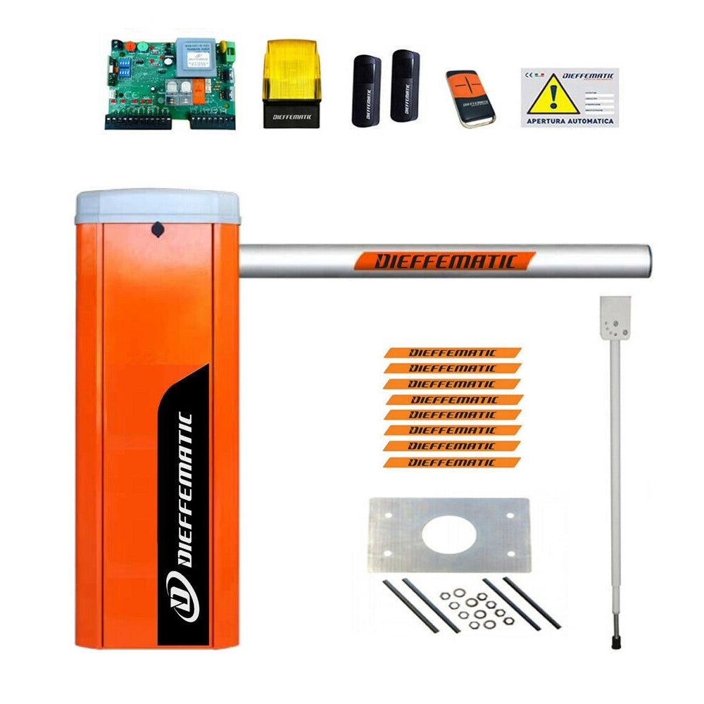 KIT AUTOMAZIONE BARRIERA CON ASTA 6 MT AUTOMATICA STRADALE 230V BARRA ELETTRICA