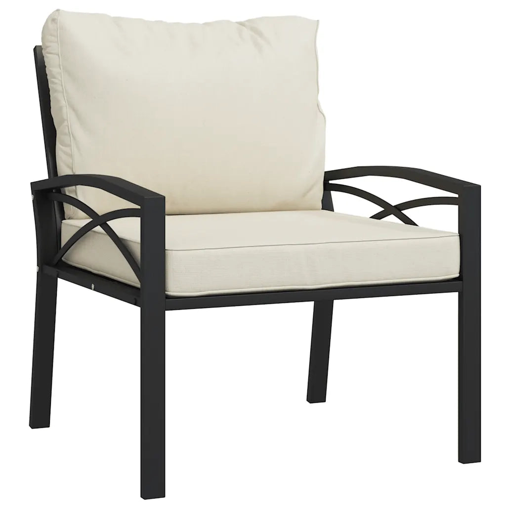 Sedia da patio-Sedie da Giardino con Cuscini Sabbia 2pz 68x76x79 cm Acciaio