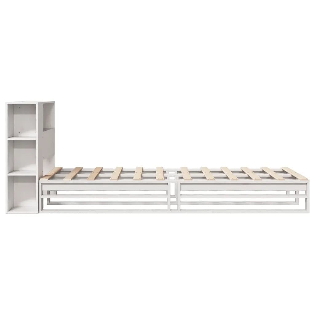 Letto Libreria senza Materasso Bianco 75x190 cm Legno Massello