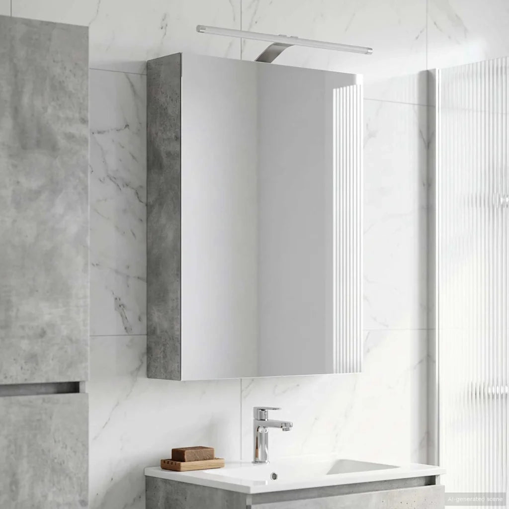 Mobiletto per specchio da bagno con lo scaffale Grigio cemento 889050