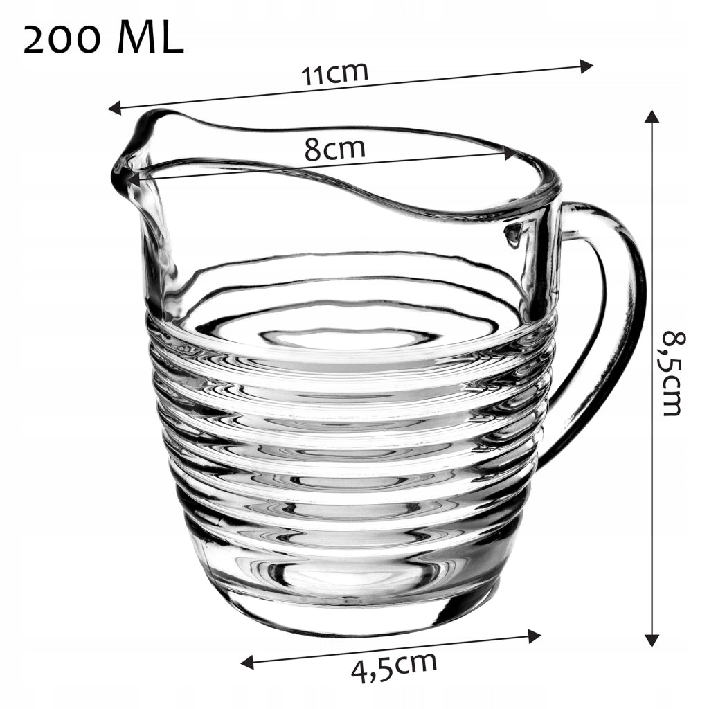 Brocca in vetro KADAX per latte, 200 ml, per bevande acquatiche.