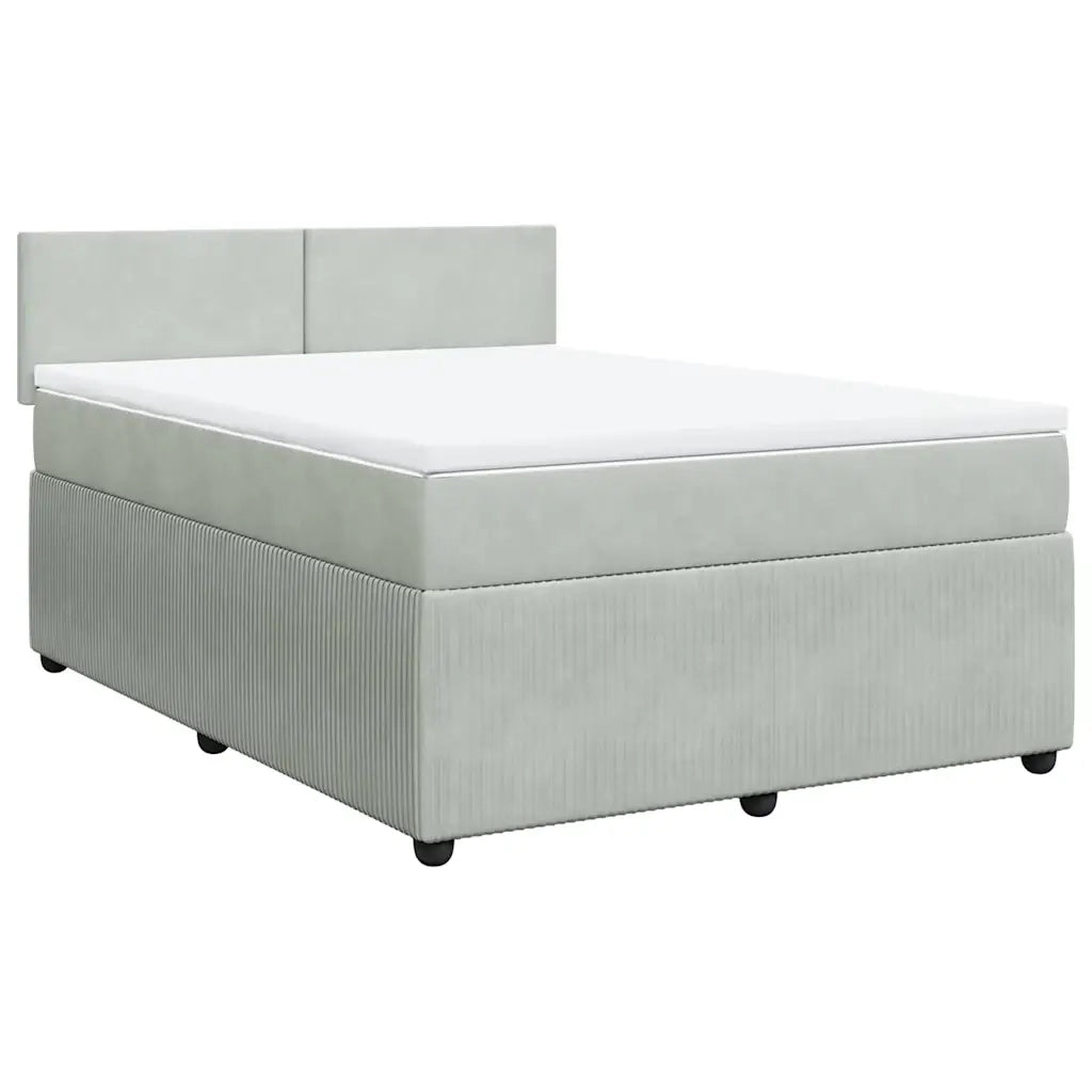 Giroletto a Molle con Materasso Grigio Chiaro 160x200cm Velluto