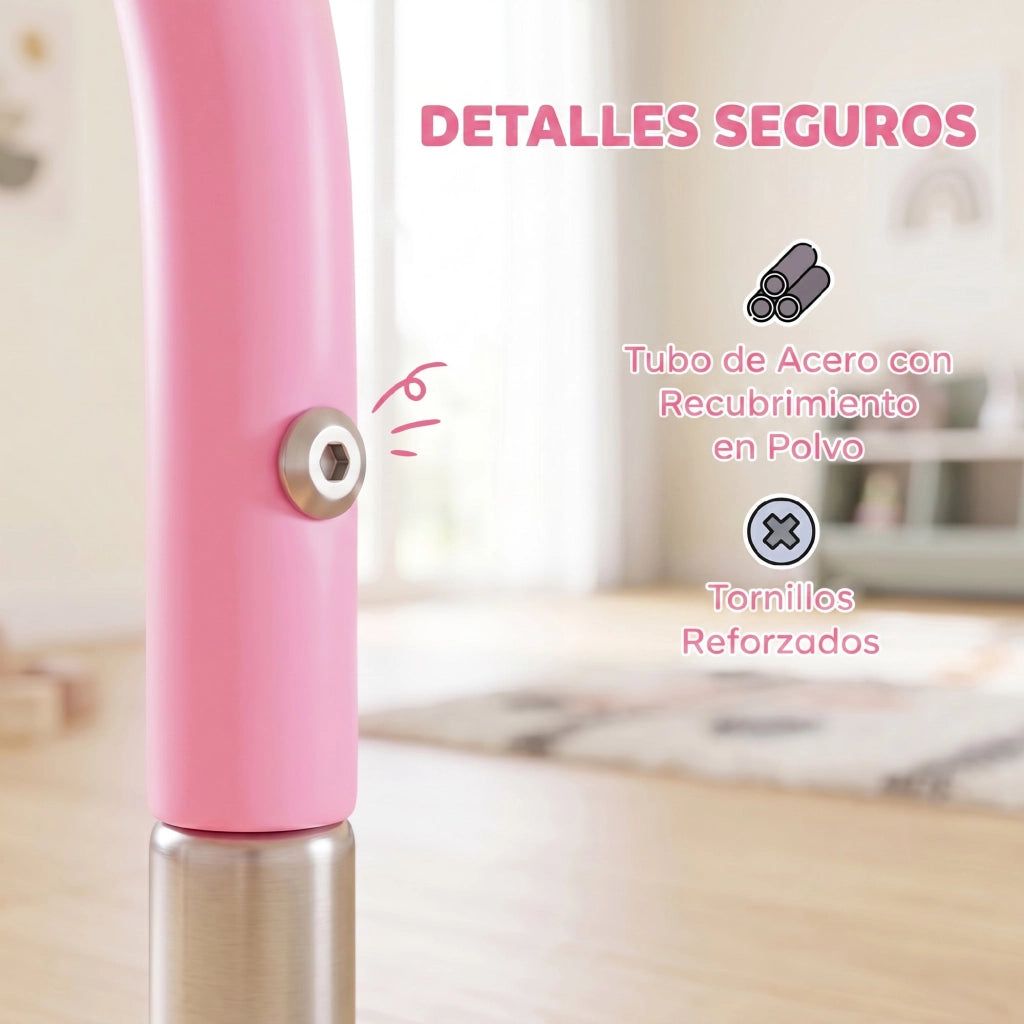 Sbarra per ginnastica bambini regolabile in 5 livelli con anelli pieghevole ¨C Zephmum ¨C Rosa