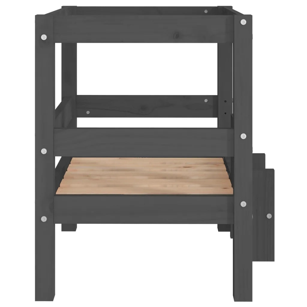 Cuccia per Cani Grigio 55,5x53,5x60cm in Legno Massello di Pino 822369
