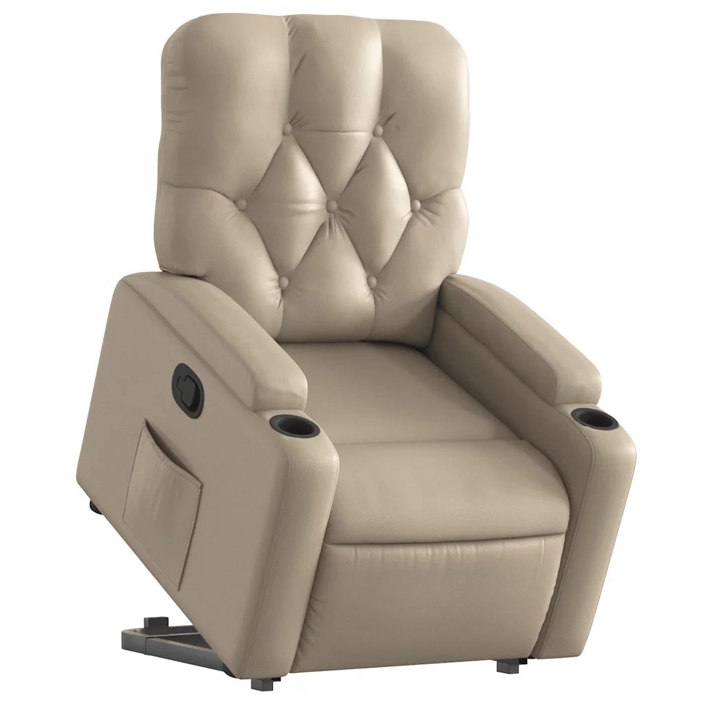 Poltrona Alzapersona Reclinabile Cappuccino in Similpelle 3204778