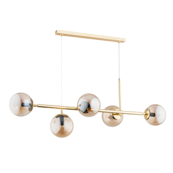 Lampadario moderno oro vetro ambra Alfa Dansa 63019