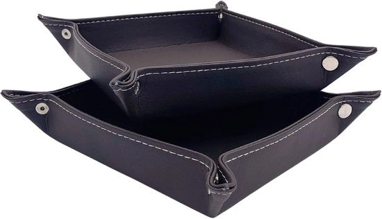 Set con 2 contenitori per borse - organizzatore di tavola da servizio - 2 pezzi - cioccolato - pelle PU