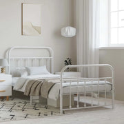 Giroletto con Testiera e Pediera Metallo Bianco 100x200 cm 352640