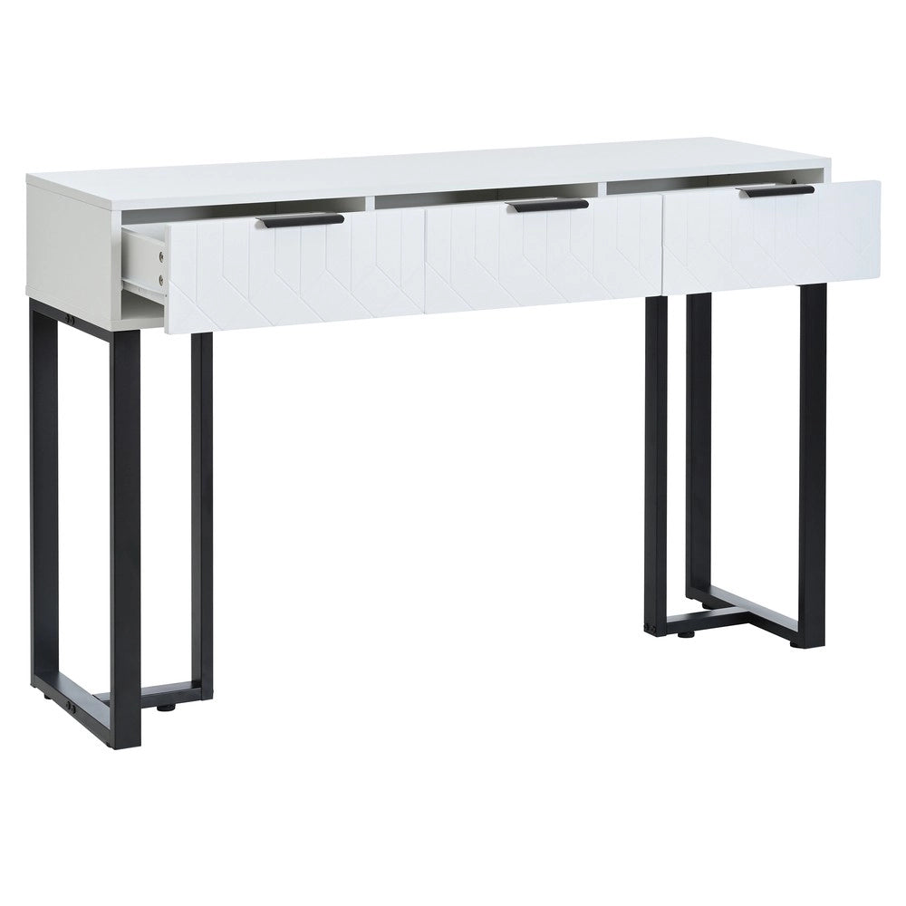 Consolle con Cassetti e Specchio ¨C MINIMAL ¨C Bianco e Nero, Struttura Dorata