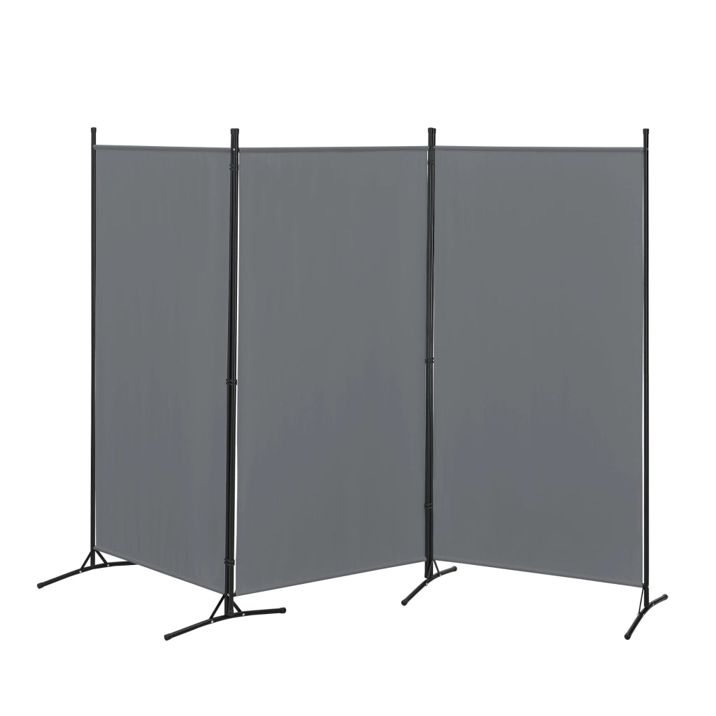 Paravento Pieghevole Teruel in 3 Pannelli 176 x 260 cm - Grigio Scuro [en.casa]