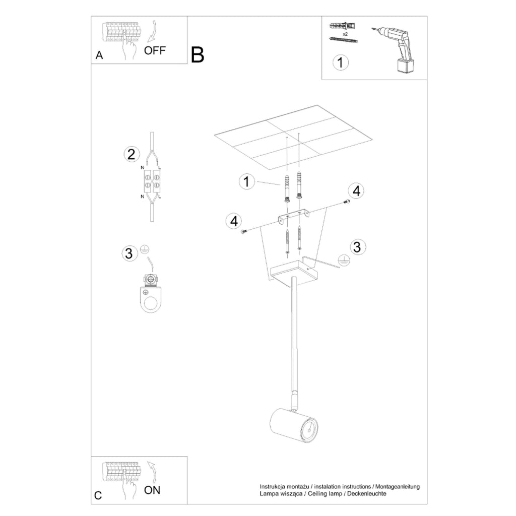 Spot soffitto nero orientabile 1xGU10 10W Bruneo Pure Lume