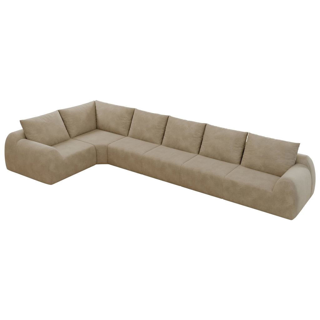 Divano angolare modulare - con schiuma elastica e rivestimento in ciniglia - khaki
