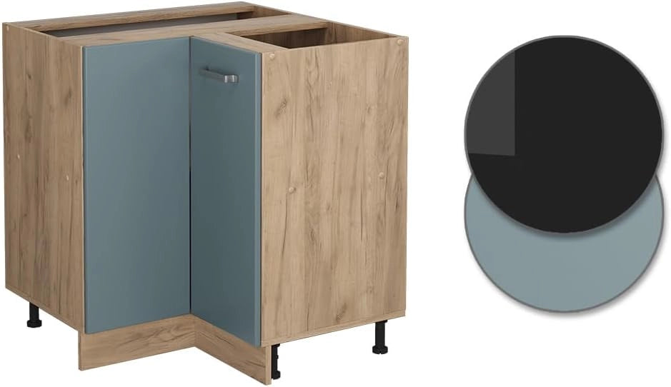 Mobile ad angolo cucina R-Line, Grigio-blu, 75.6 cm senza piano di lavoro, per la libera combinazione all'interno di sistemi cucina modulari