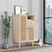Credenza 60x40x101 cm con 2 ante e 1 cassetto in pannello truciolare rovere