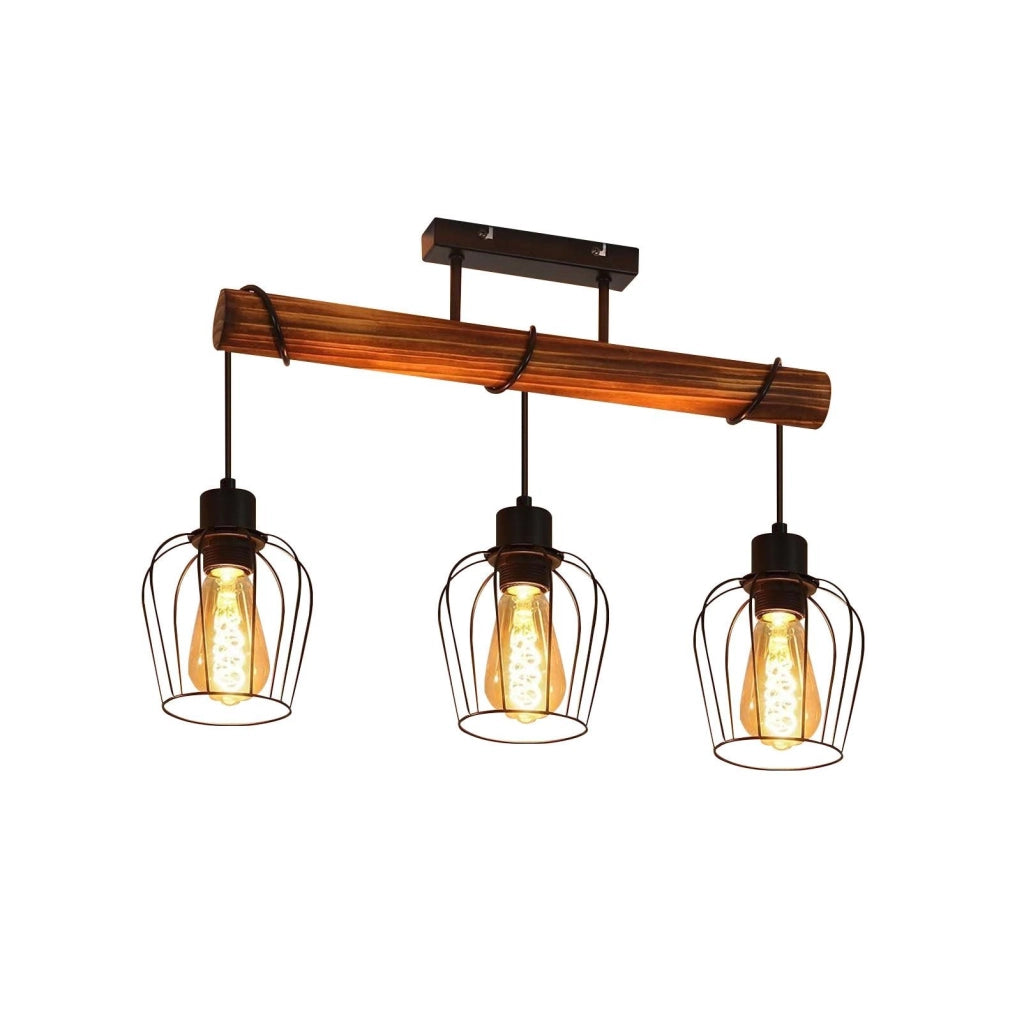 ZMH Lampada da soffitto 3 luci design retrò nero metallo E27 senza lampadina