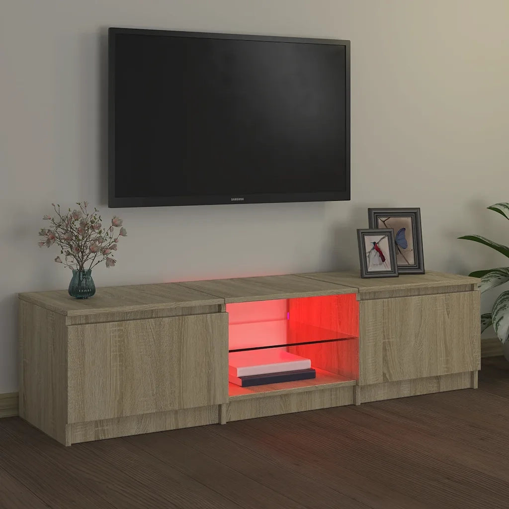 Mobile Porta TV con Luci LED-Credenza TV Rovere Sonoma 140x40x36 cm