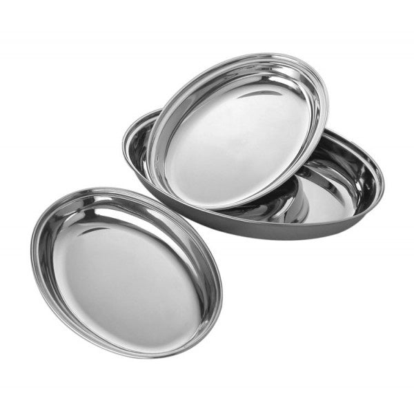 Antipastiera Vassoio in acciaio inox fonda ovale con bordo rialzato 35 cm