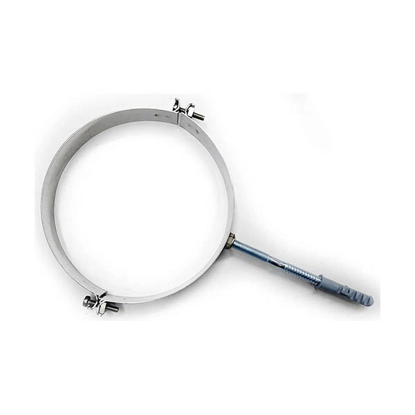 Fascetta murale con collare e tassello acciaio INOX lucido DN400 canna fumaria, tubo acciaio inox 316