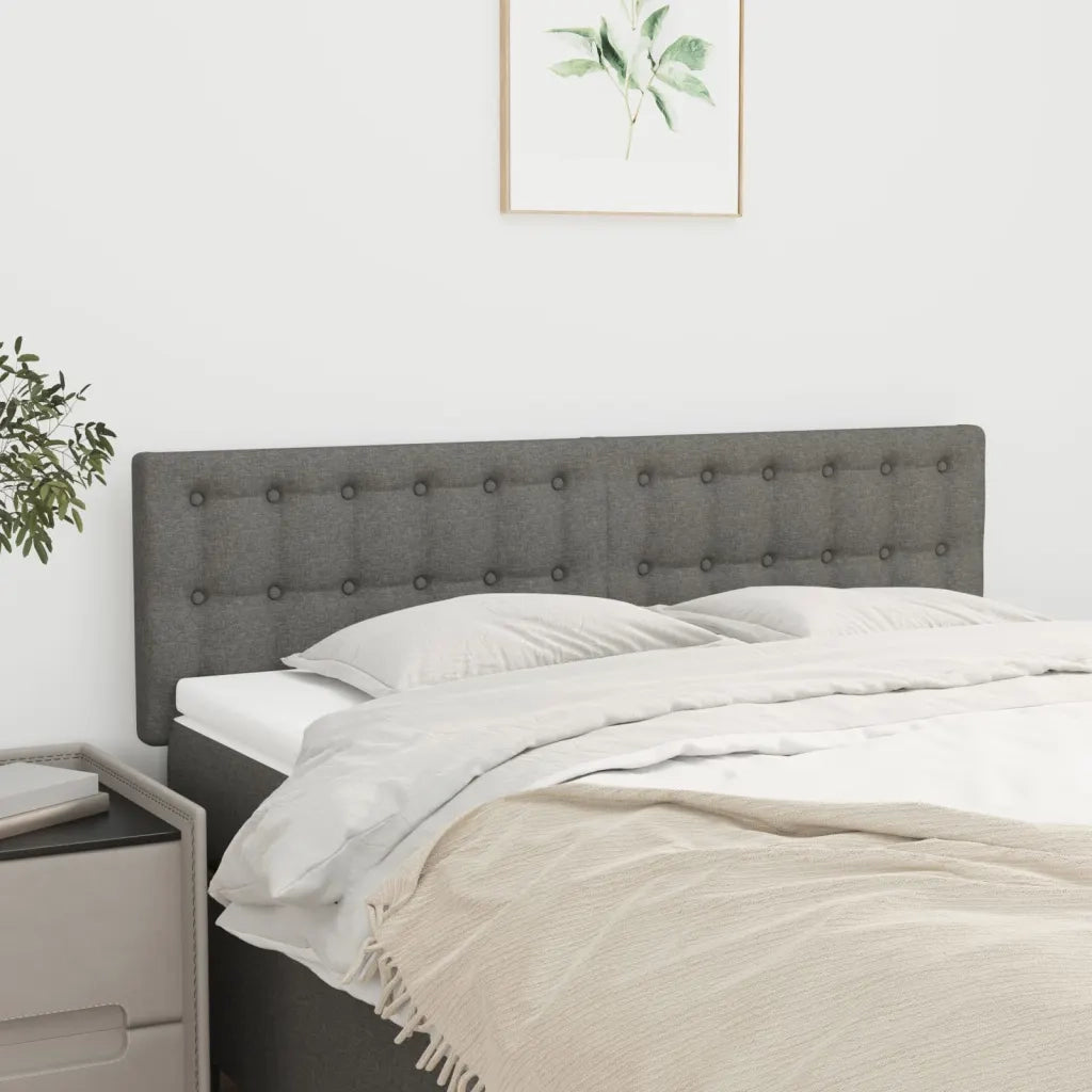 Testiera Grigio Scuro 144x5x78/88 cm in Tessuto 346457