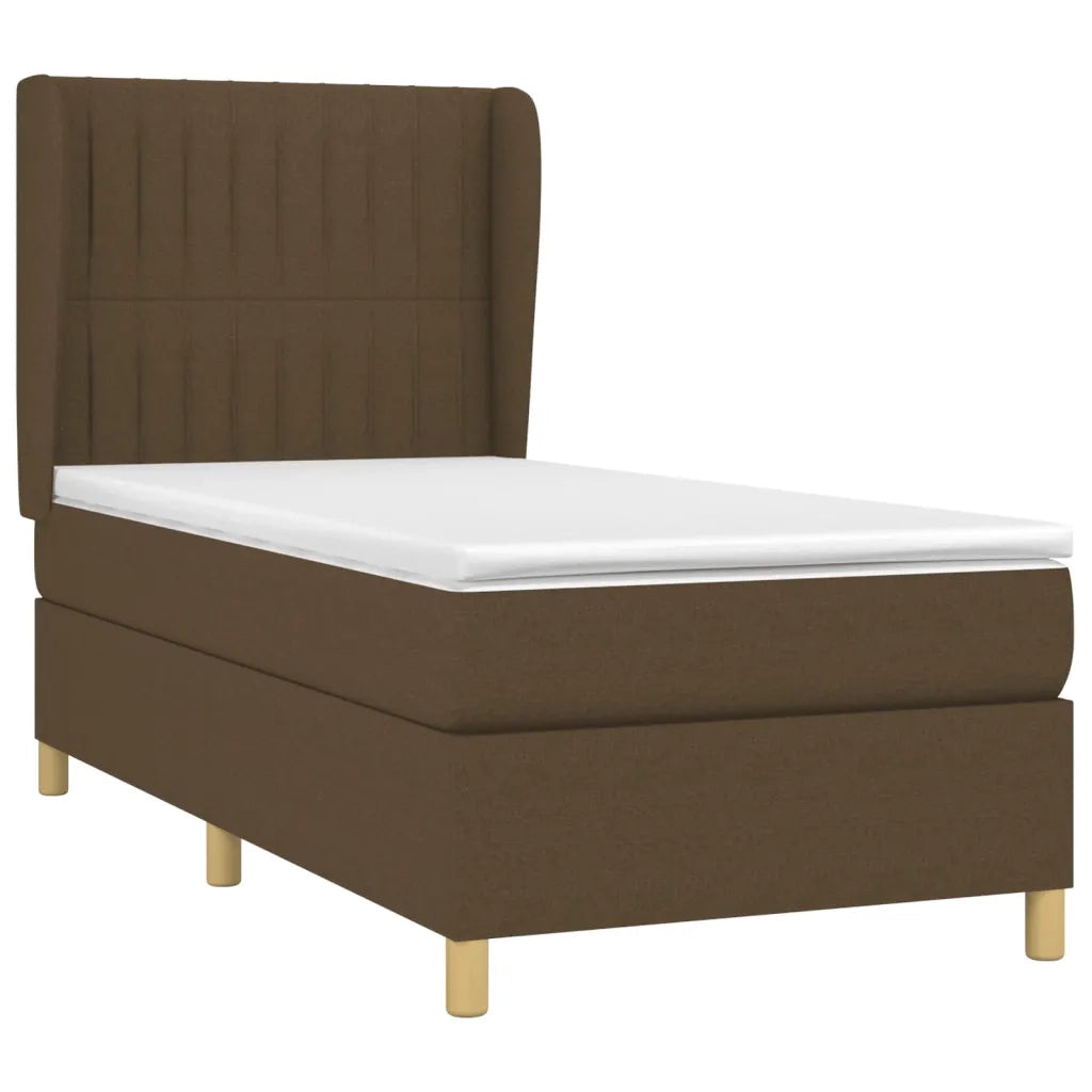 Giroletto a Molle con Materasso Marrone Scuro 90x190cm Tessuto 3128648