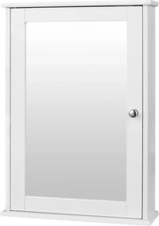 Arredamento bagno - Cassetta bagno - Specchio - Cassetta murale - Comparto - Cassettiera - Organizzatore cosmetici - Bianco - 42x12x58 cm (B x D x H)