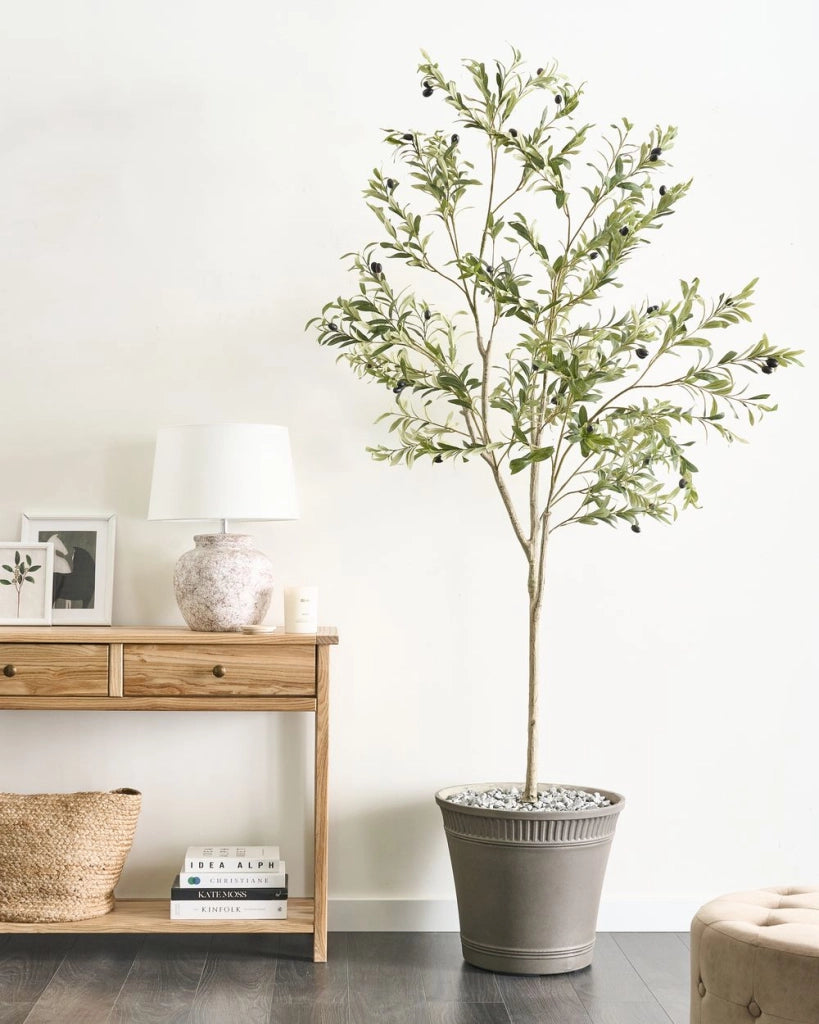 Ulivo artificiale in vaso con vas nero 153 cm pianta da interno ed esterno