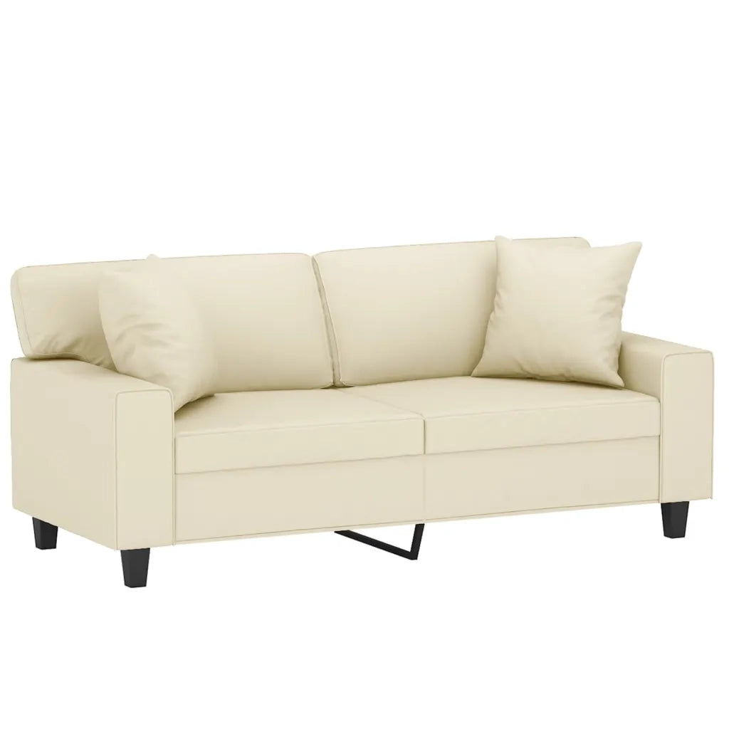 Divano a 2 Posti con Cuscini Crema 140 cm in Similpelle